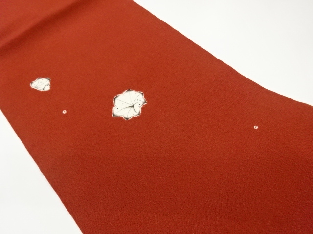 Nagoya obi with hand-drawn leaf pattern shibori on crepe de chine